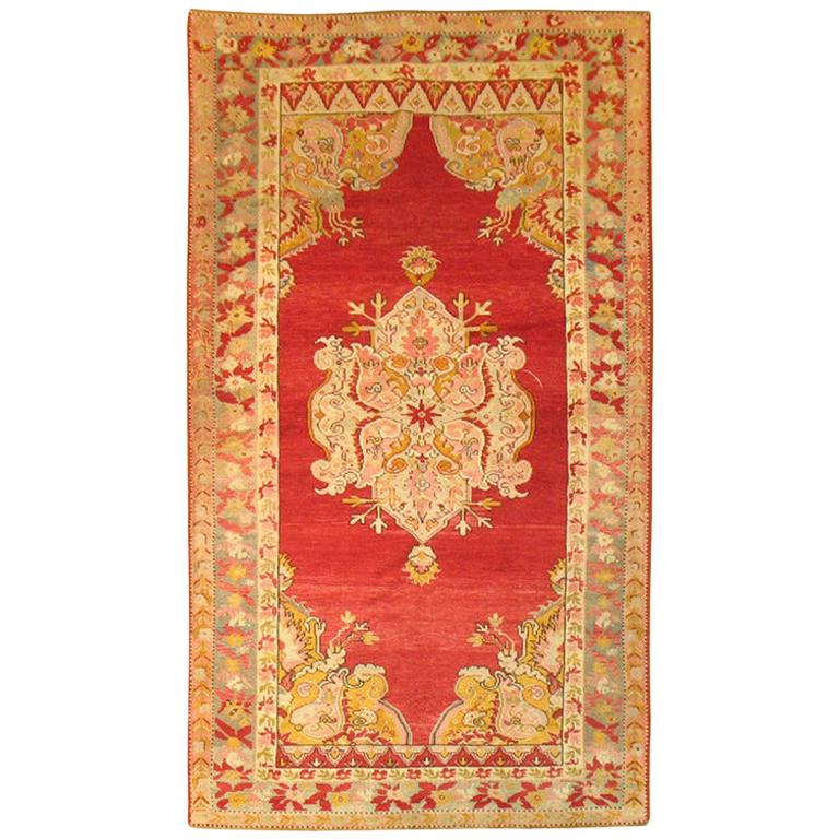 Cherry Red Antique Turkish Melas Rug, Early 20th Century