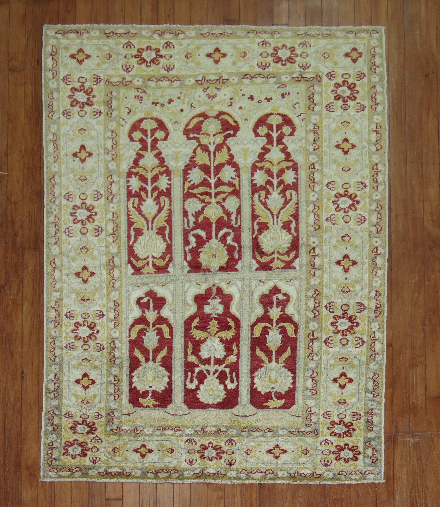 Agra Cherry Red Antique Turkish Sivas Prayer Carpet, Early 20th Century For Sale