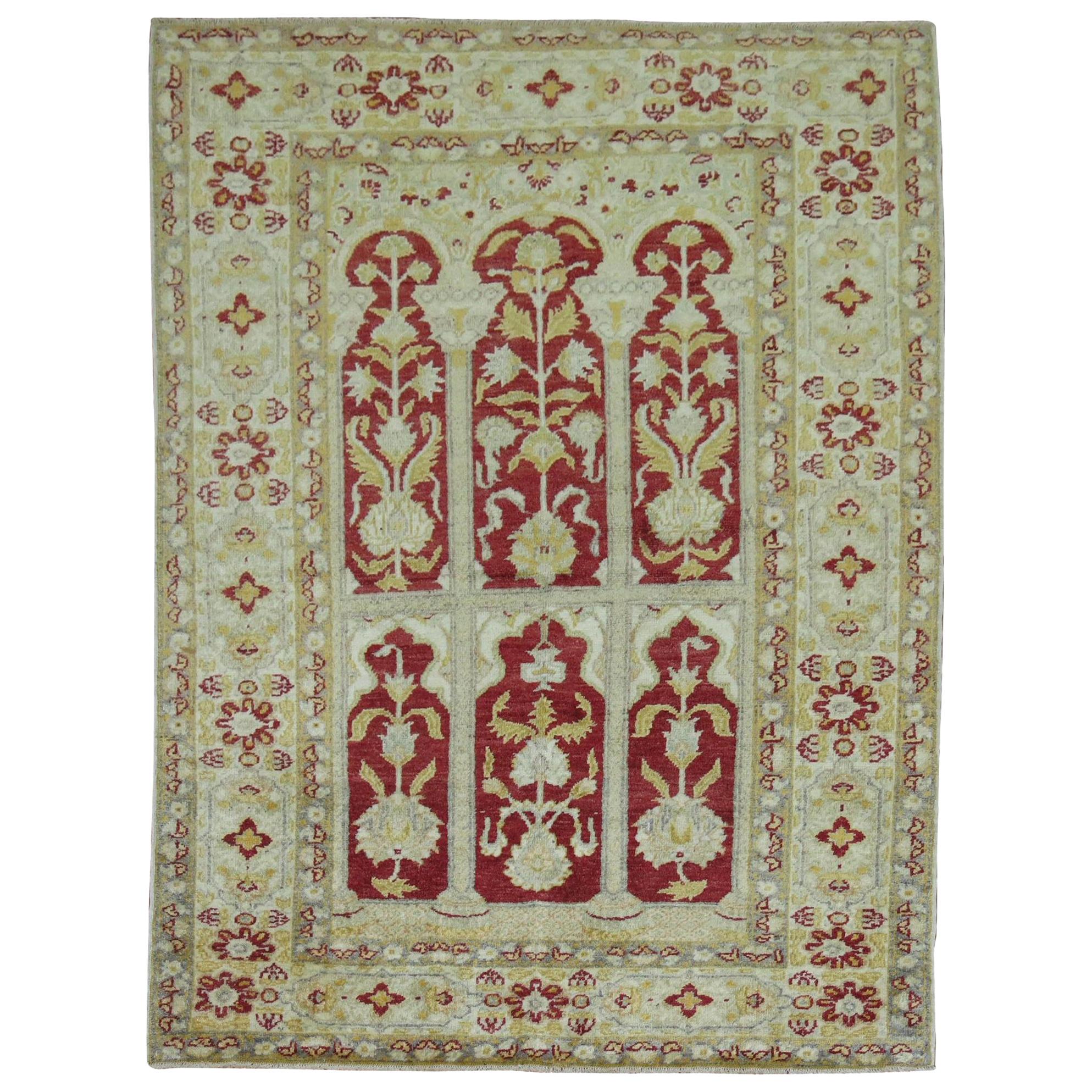 Cherry Red Antique Turkish Sivas Prayer Carpet, Early 20th Century