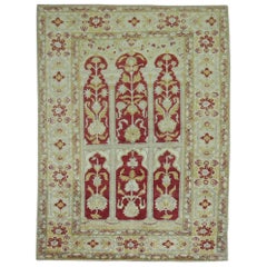 Cherry Red Vintage Turkish Sivas Prayer Carpet, Early 20th Century