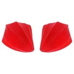 Vintage Cherry Red Frosted Lucite Statement Earrings By Alexis Bittar, 1990s