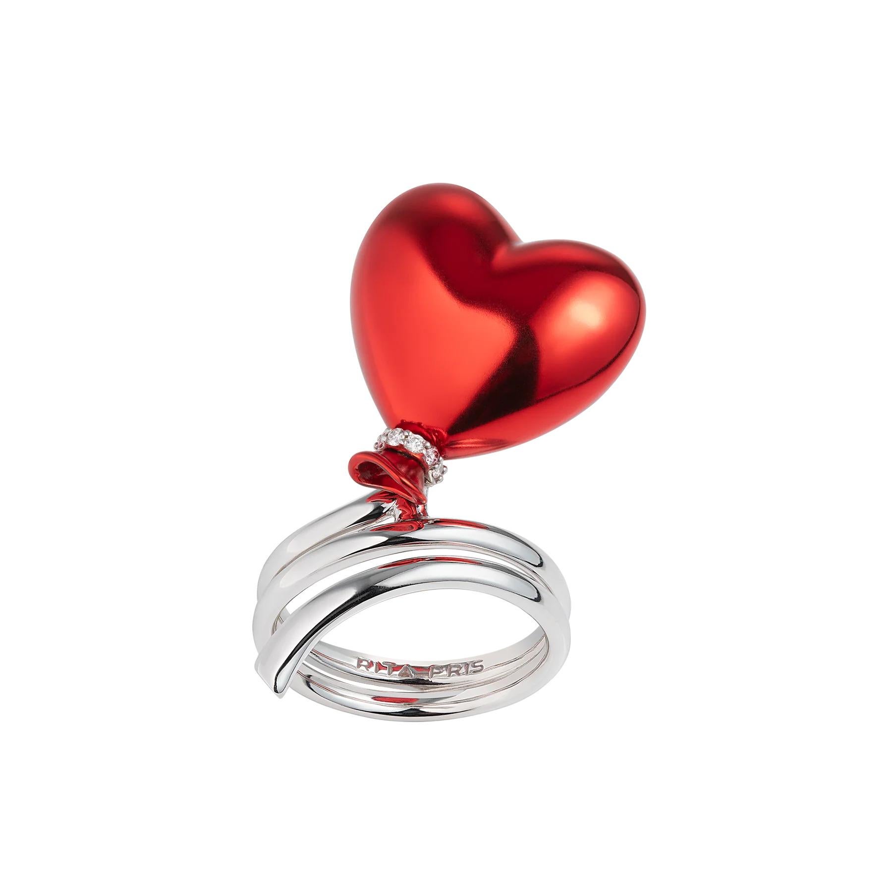 Im Angebot: Kirsche Rotes Herz Ballon Ring () 4