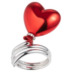 Anello a palloncino con cuore rosso ciliegia
