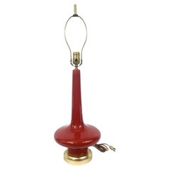 Cherry Red Long Neck Mid Century Table Lamp