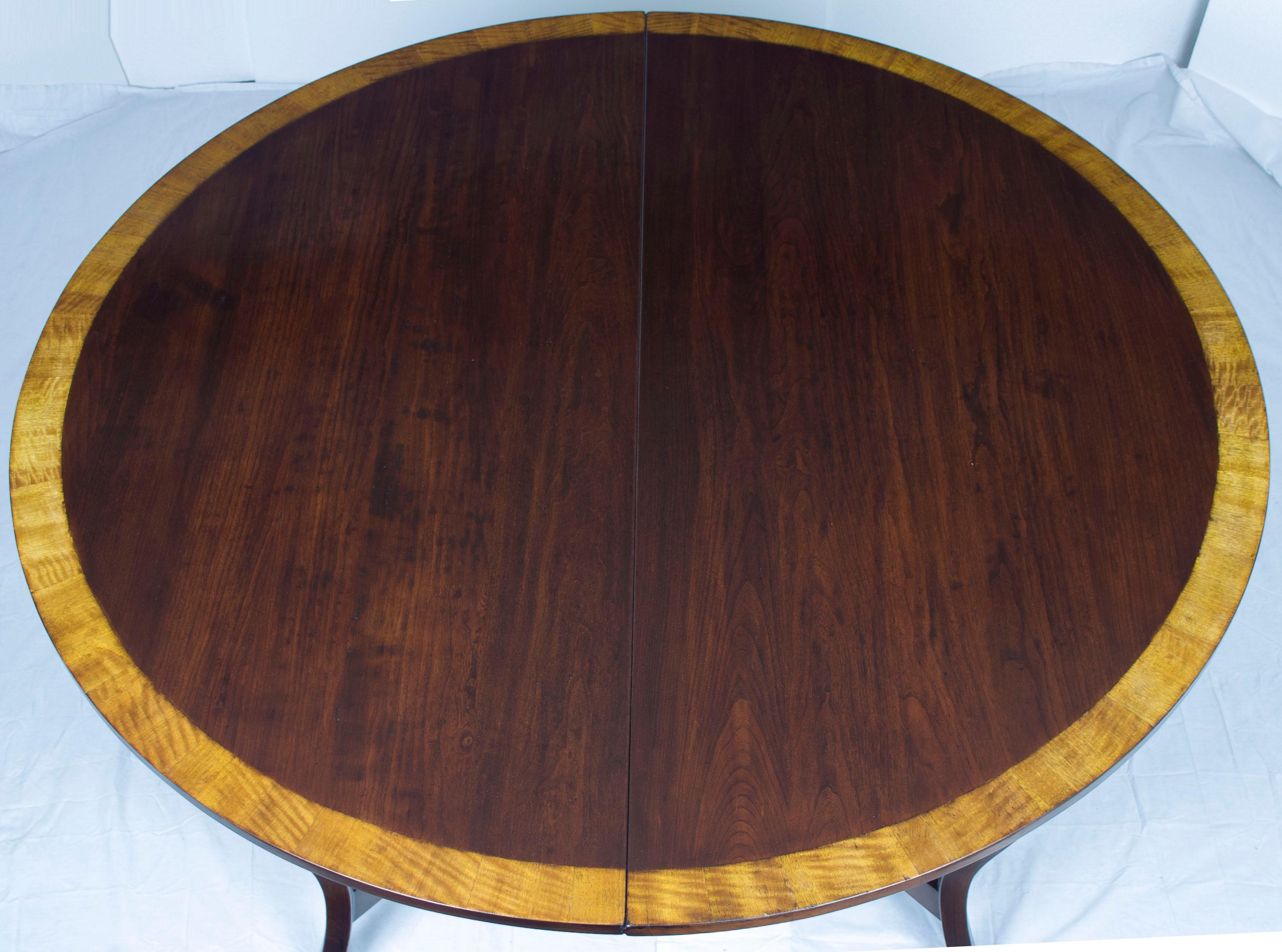 Contemporary Cherry Round Extending French Leg Dining Room Table Rustic
