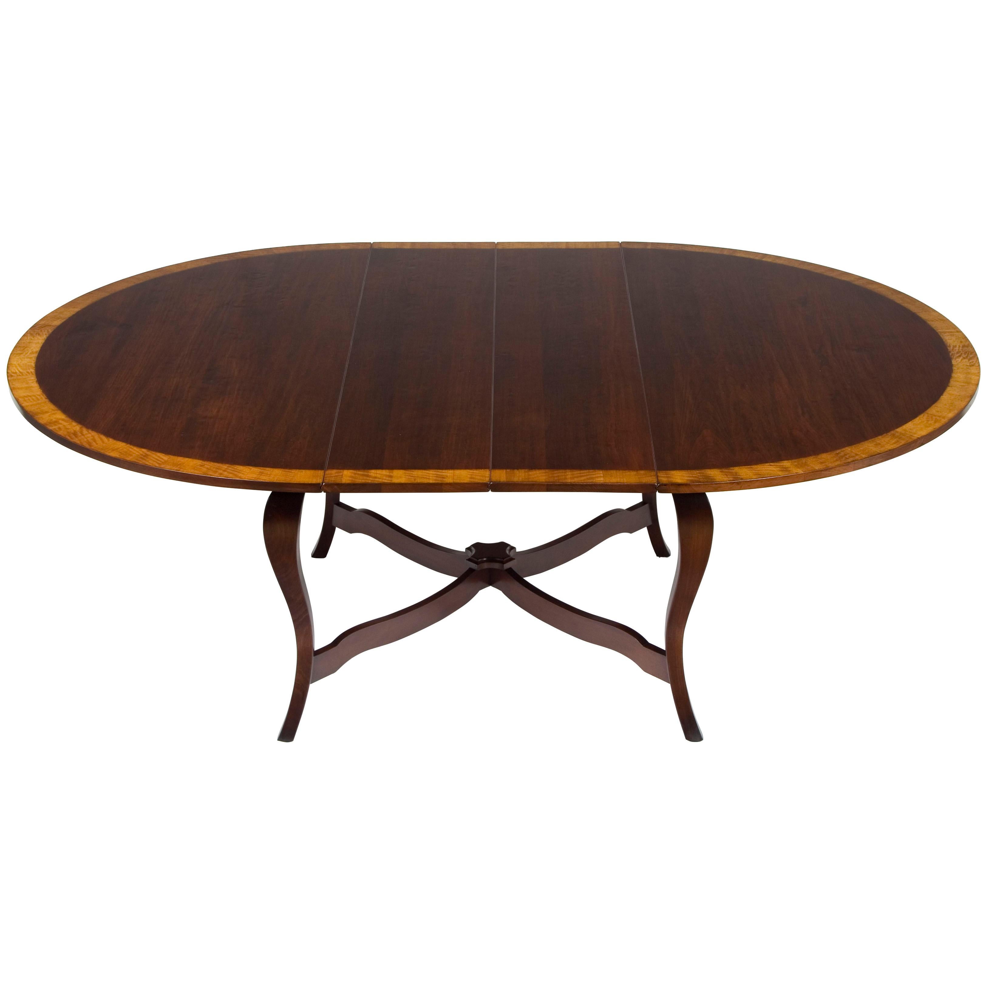Cherry Round Extending French Leg Dining Room Table Rustic at 1stDibs