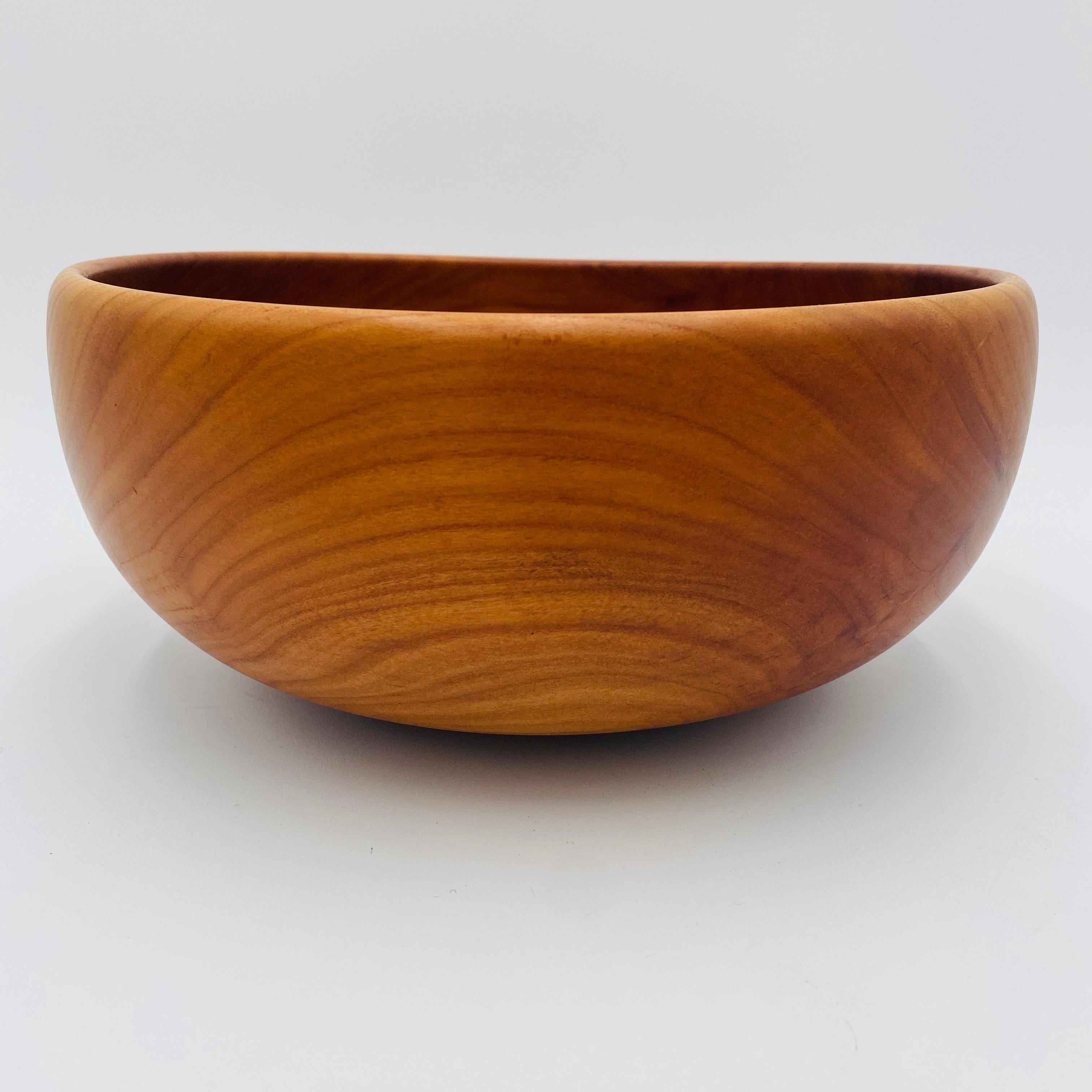 Mid-Century Modern Cherry Salad Bowl Handmade Signed, Sweden, c. 1960 For Sale