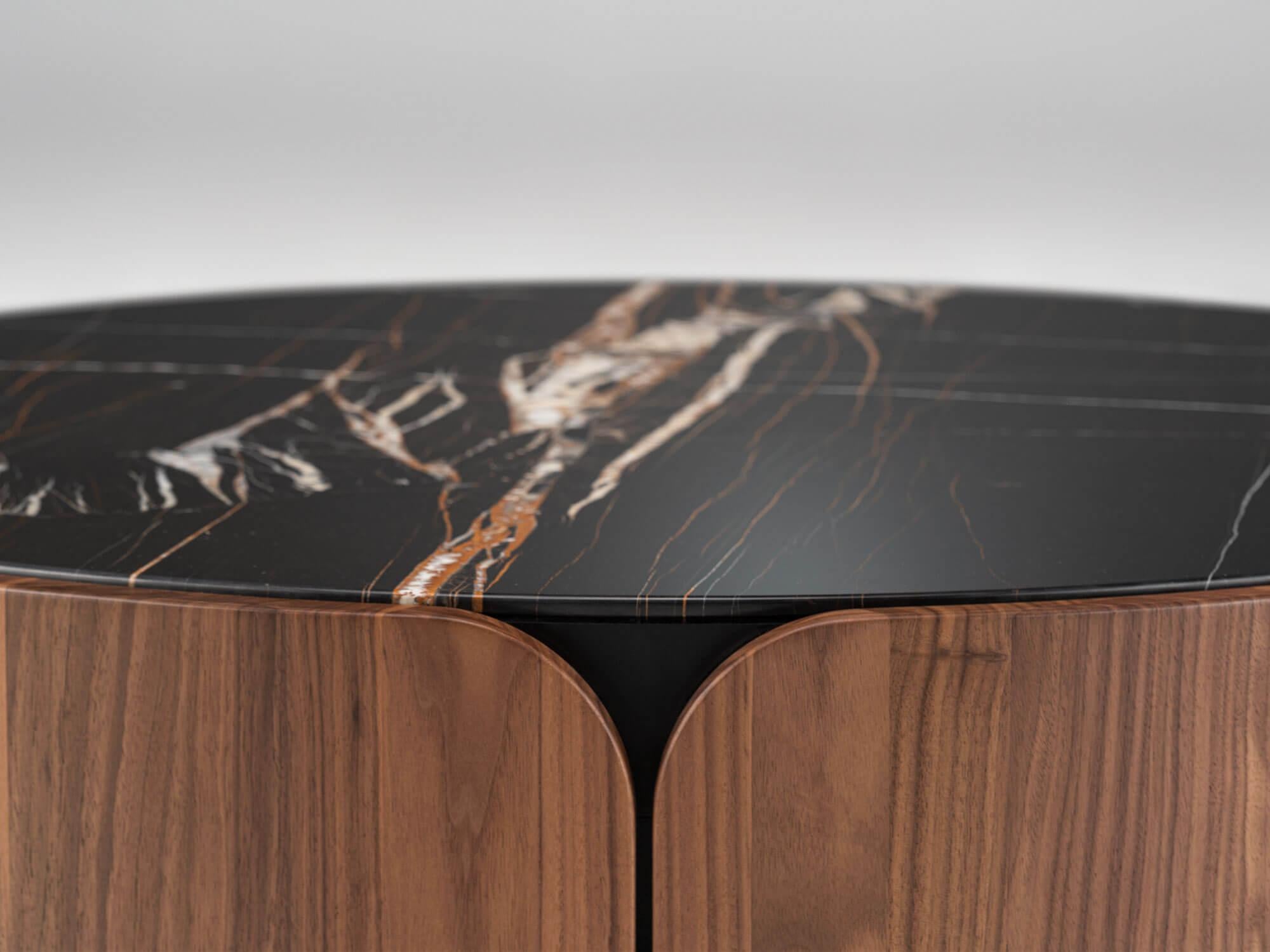 Modern Cherry Sepia Nero Marquina Bloom Coffee Table L by Milla & Milli For Sale