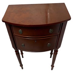French 2 Drawer Mahogany Nightstand/End Table w/ Fluted Legs
