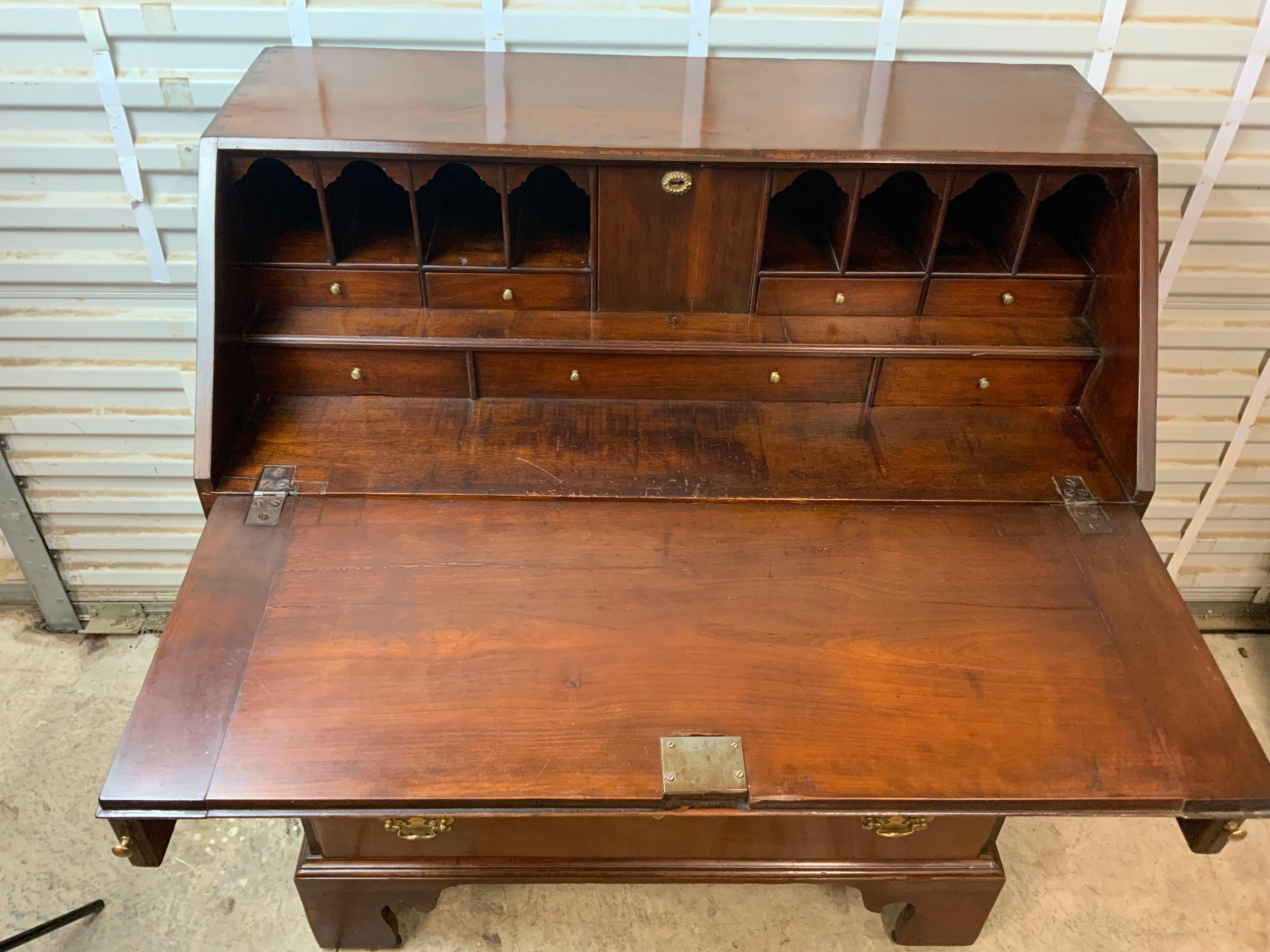 Chippendale Cherry Slant Front Desk For Sale