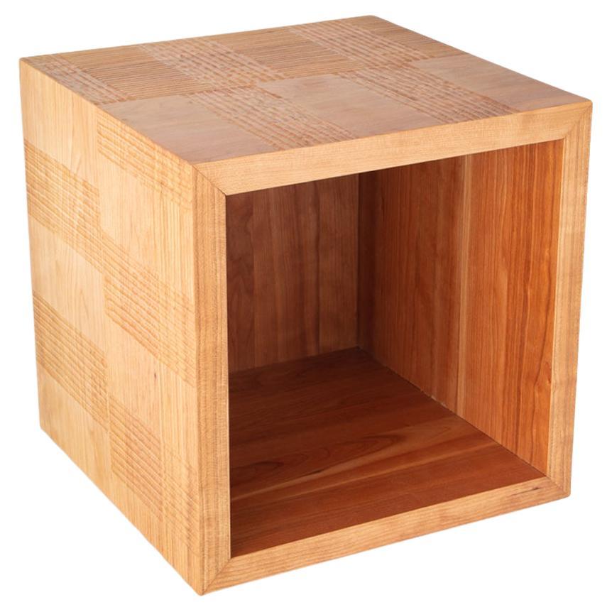 Cherry Striped Lines Wooden Cube