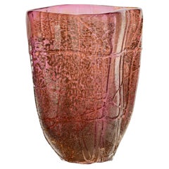 Cherry Trailed Free Blown Glass Vase by James Carcass Glass Artist