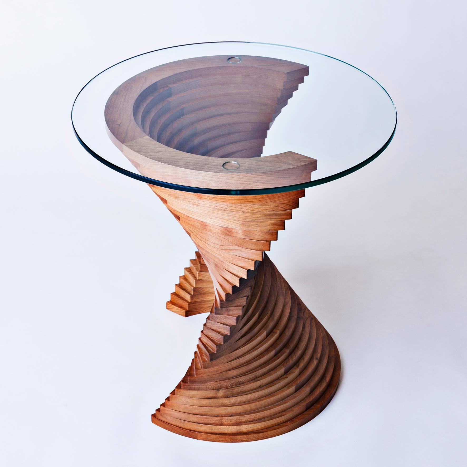 Post-Modern Cherry, Walnut and Glass Aguaviva Side Table by David Tragen For Sale