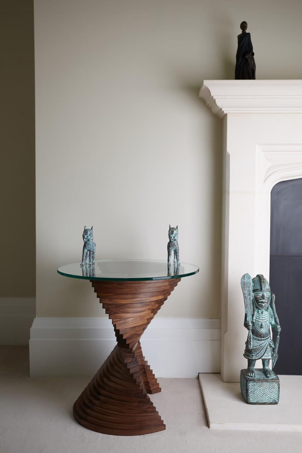 British Cherry, Walnut and Glass Aguaviva Side Table by David Tragen For Sale