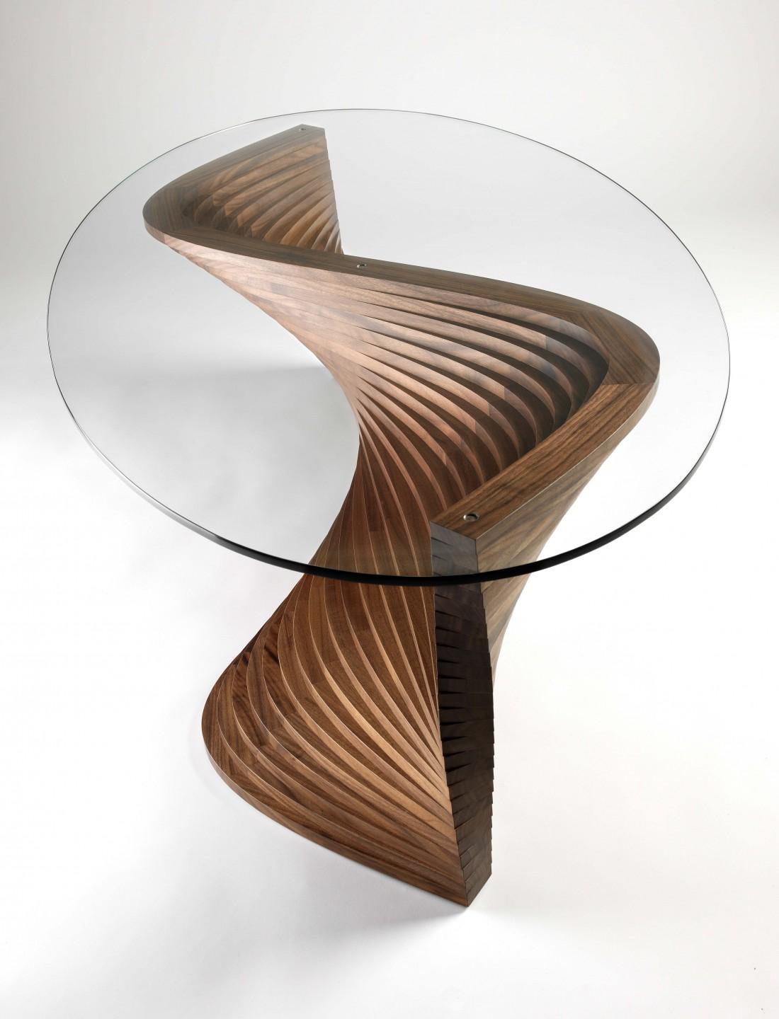 Cherry, Walnut and Glass Aguaviva Side Table by David Tragen For Sale 1