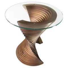 Cherry, Walnut and Glass Aguaviva Side Table by David Tragen