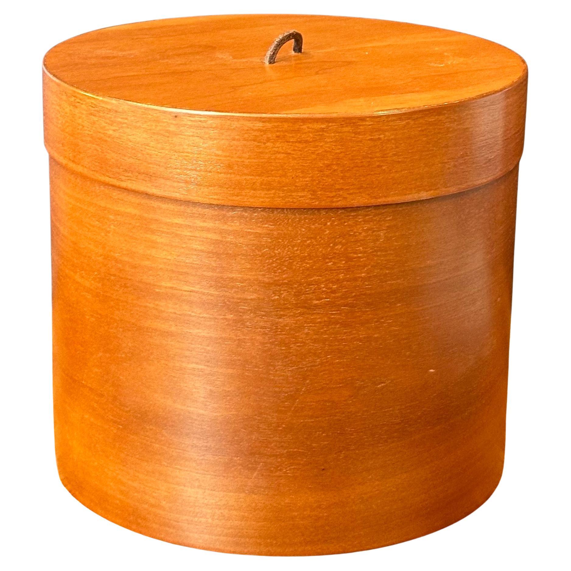 Americano Scatola/contenitore in legno di ciliegio e cuoio in vendita