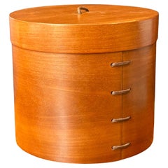 Vintage Cherry Wood and Leather Wrapped Box / Container