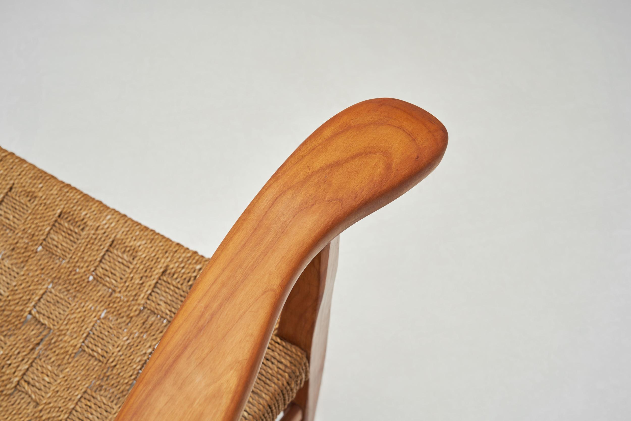 Poltrona in legno di ciliegio e corda di carta di Bas Van Pelt (Attr.), Paesi Bassi, 1940 in vendita 7