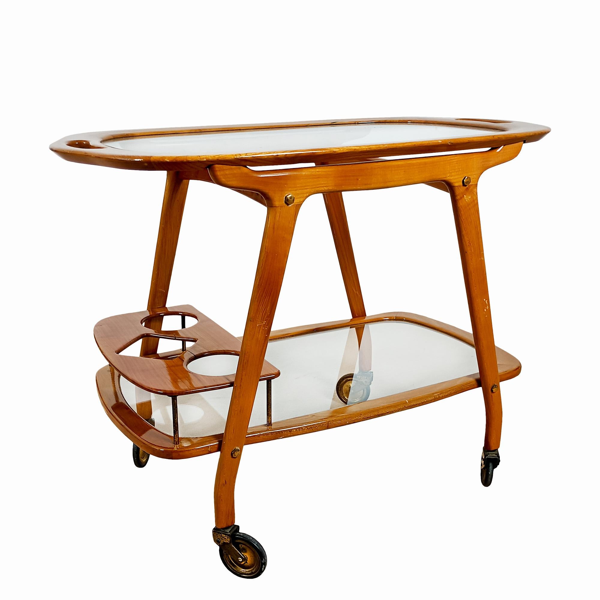 vintage wooden bar cart