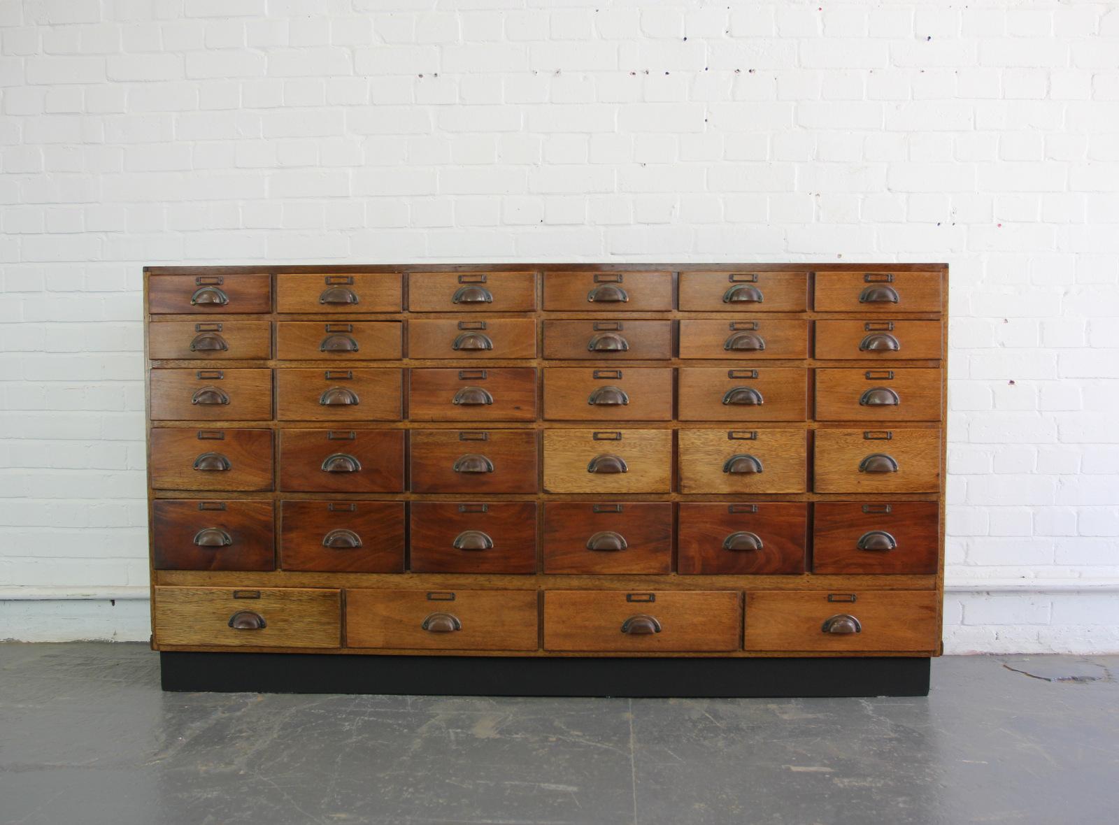 Early 20th Century Cherry Wood Boots Pharmacy Drawers, circa 1920s