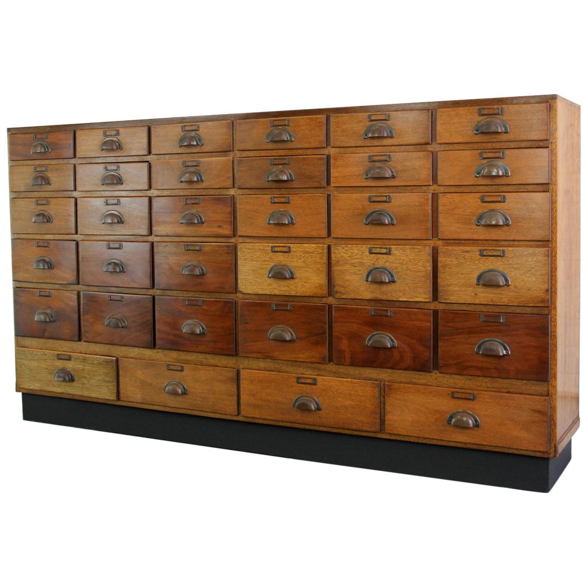 Cherry Wood Boots Pharmacy Drawers, circa 1920s