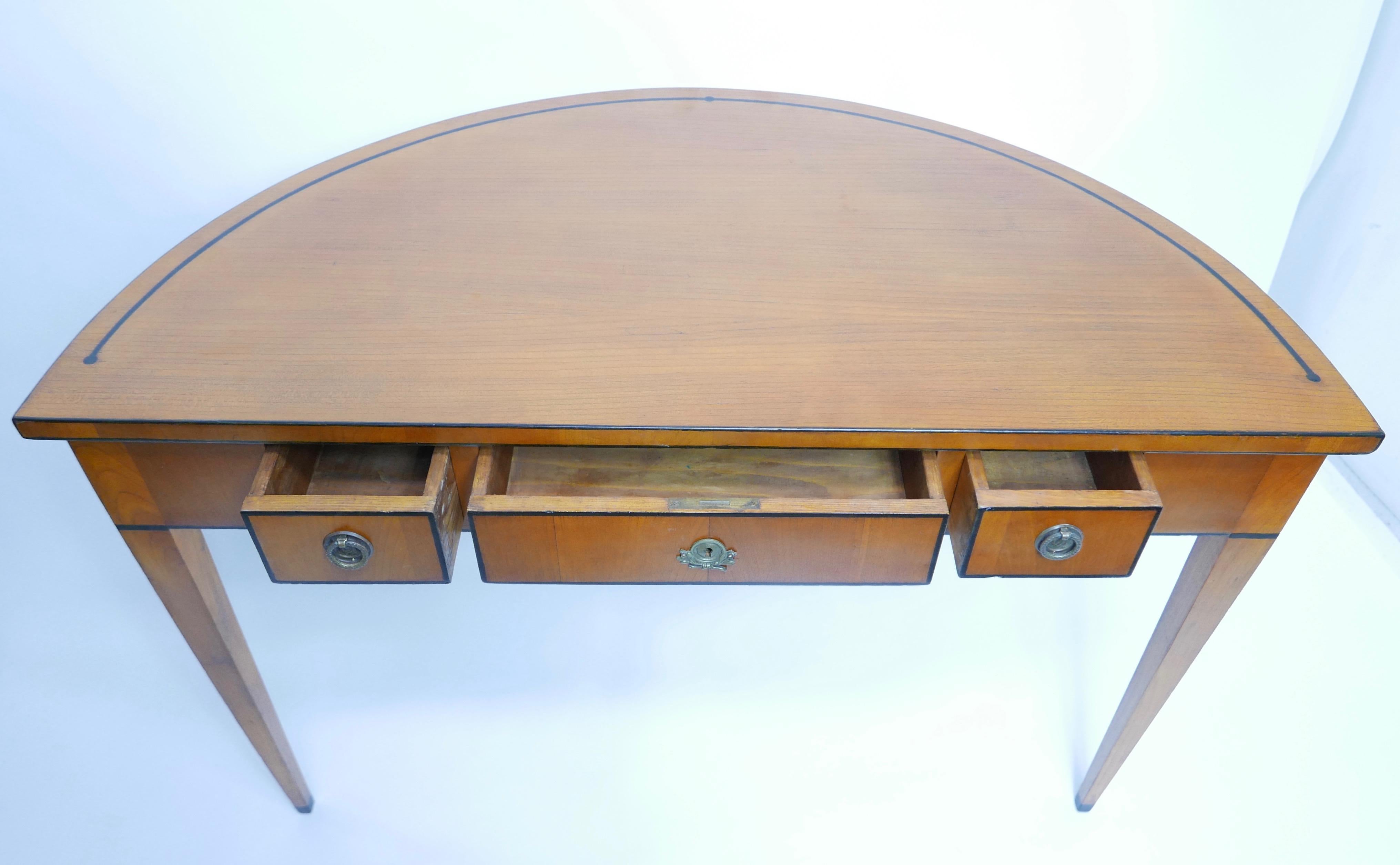 Cherrywood Demilune Writing Table, 19th Century 4