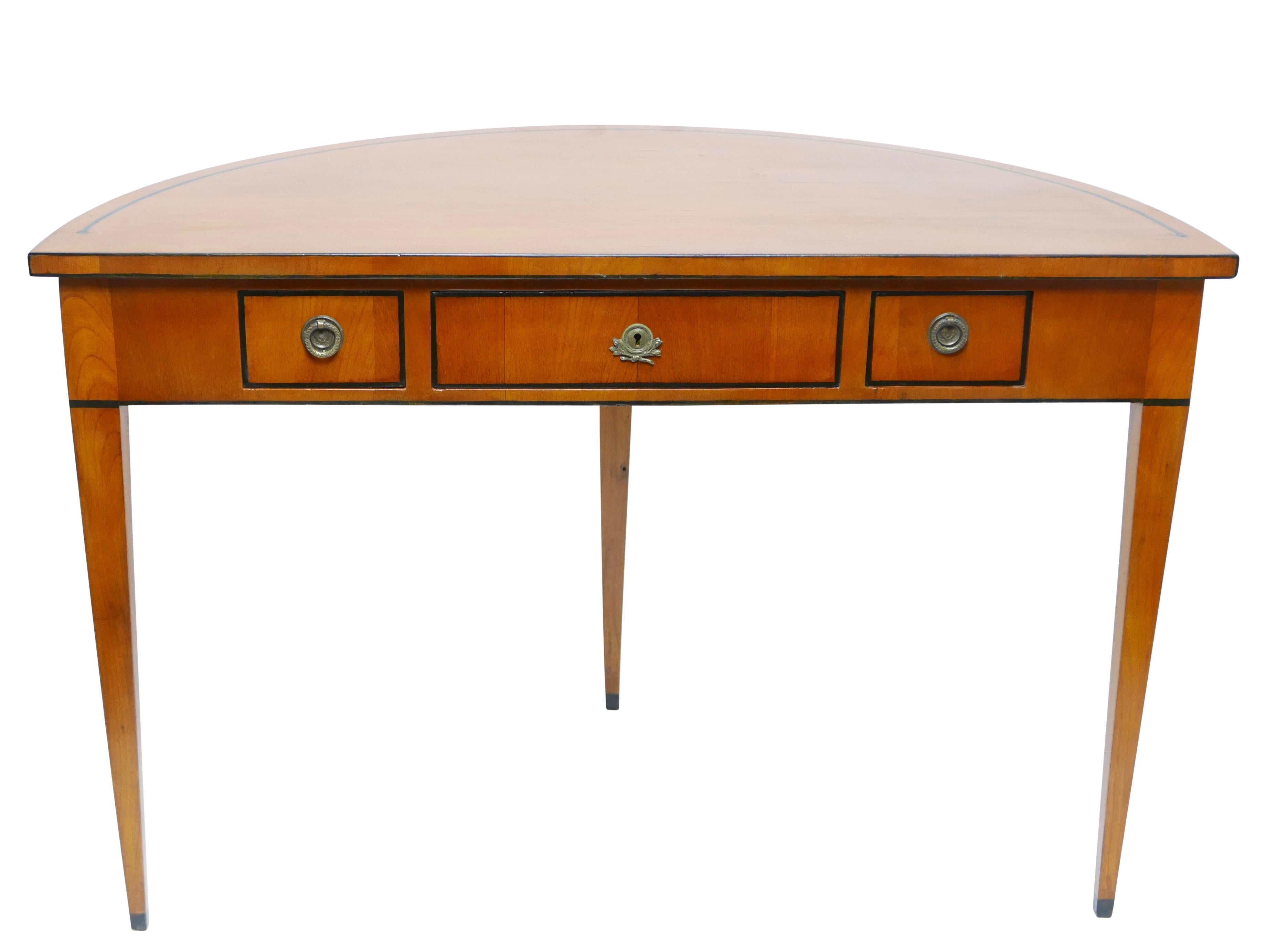 Cherrywood Demilune Writing Table, 19th Century In Good Condition In San Francisco, CA