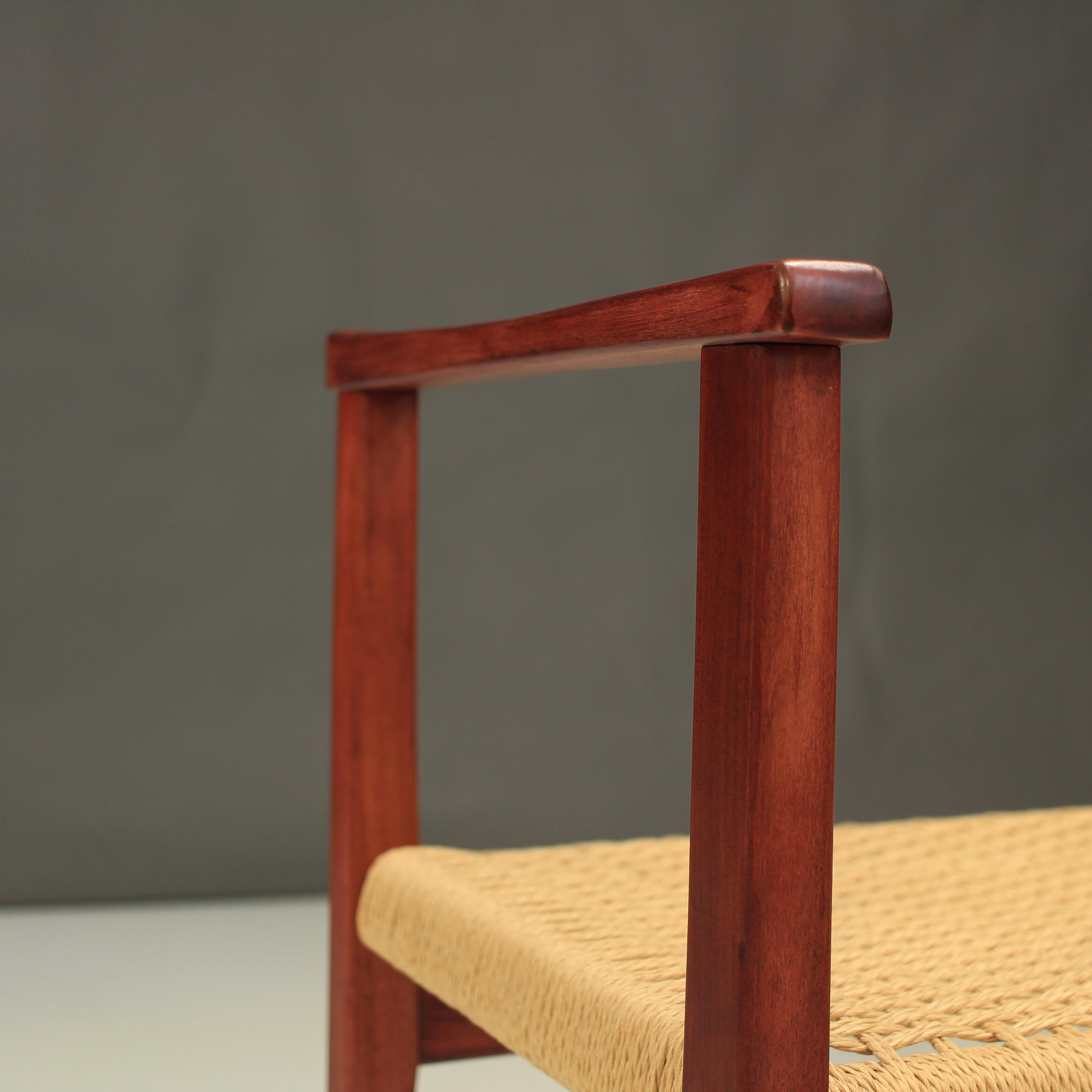 Cherry Wood Entryway Bench Paper Cord with Arms 6