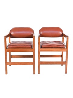 Cherry Wood Library Armchairs in the Style of Frank Lloyd Wright - A Pair