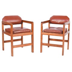 Cherry Wood Library Armchairs in the Style of Frank Lloyd Wright - A Pair