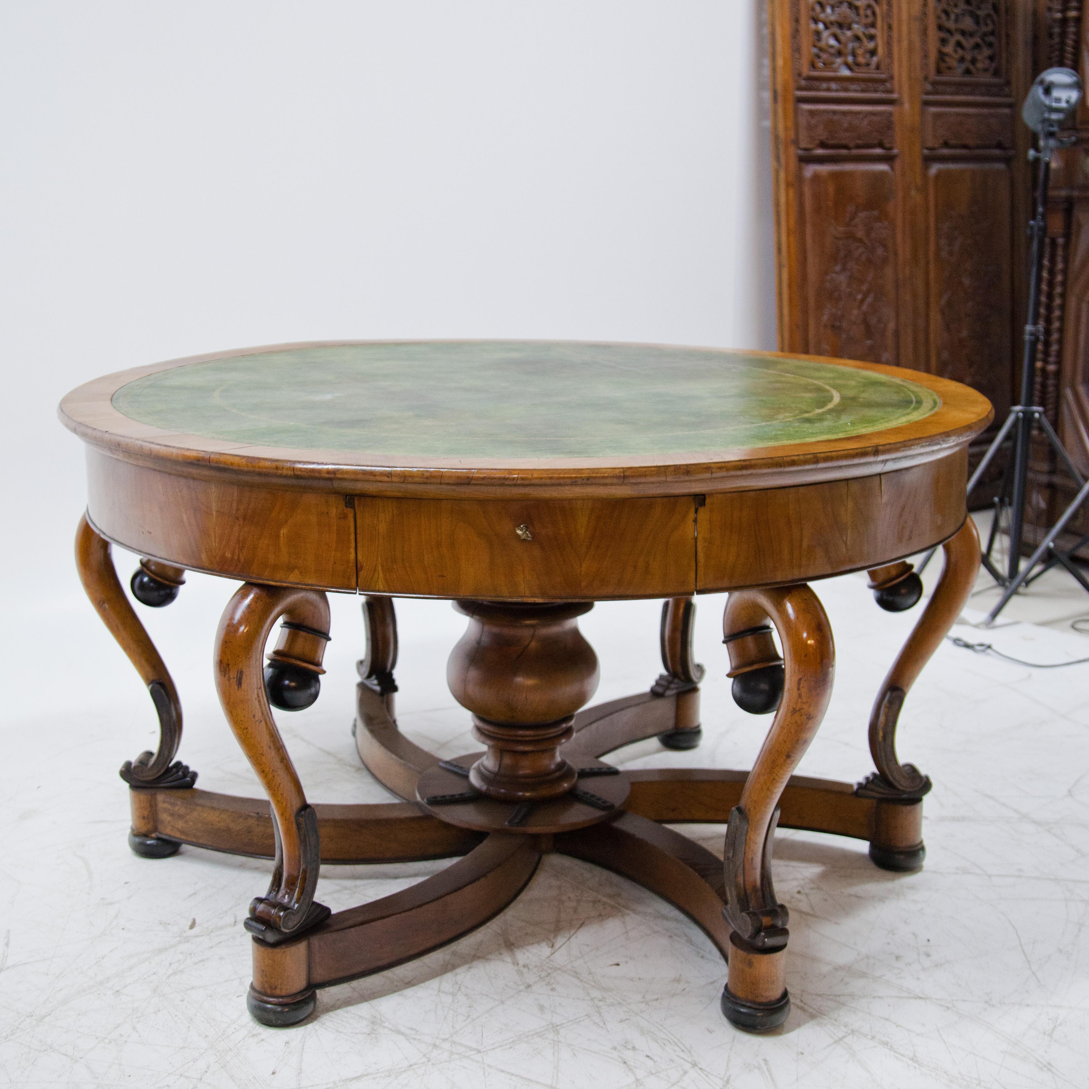 antique round library table