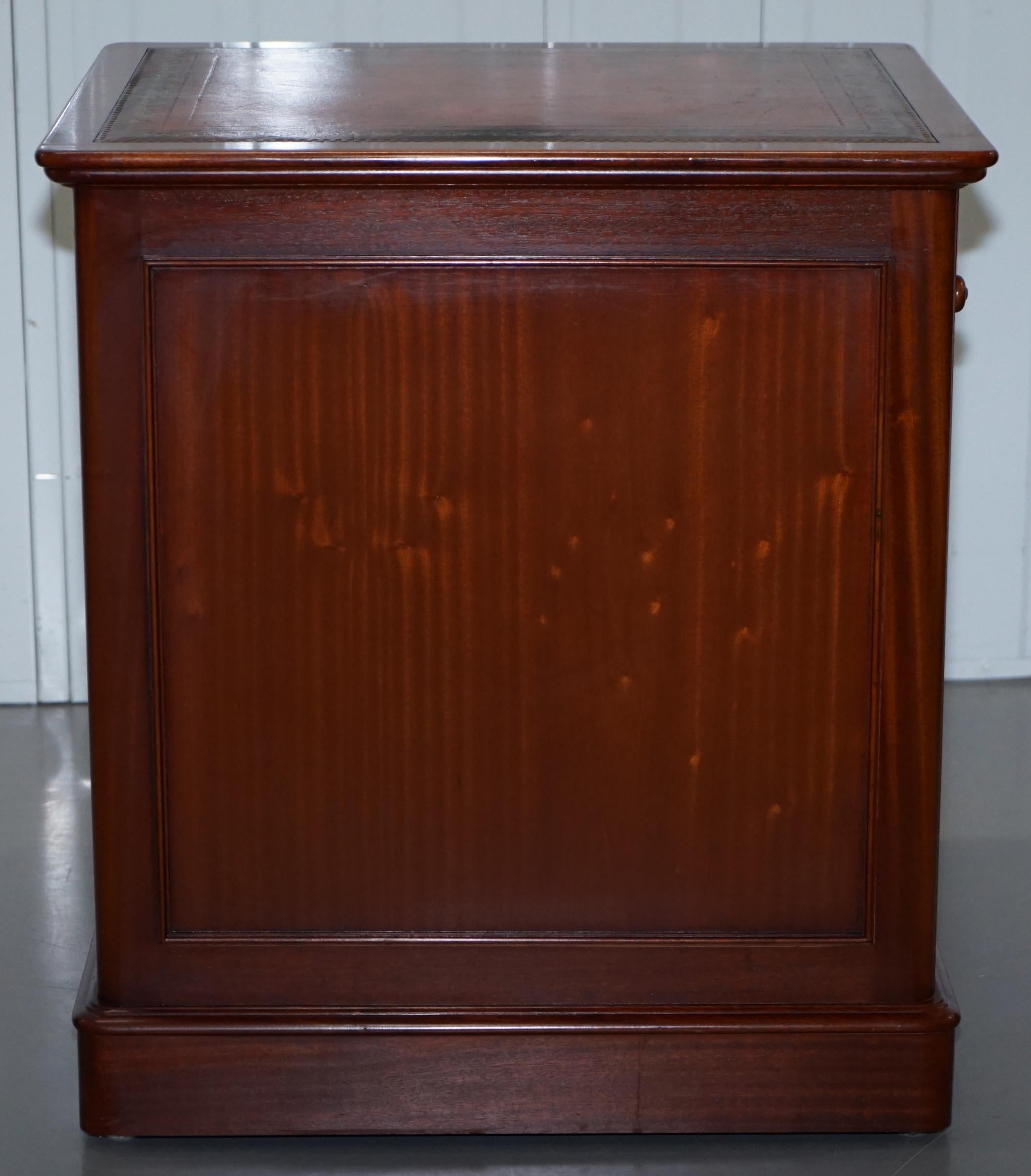 Cherrywood Oxblood Leather Office Cupboard Sliding Printer Shelf Filing Cabinet 1