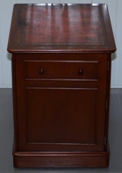 Cherrywood Oxblood Leather Office Cupboard Sliding Printer Shelf Filing Cabinet