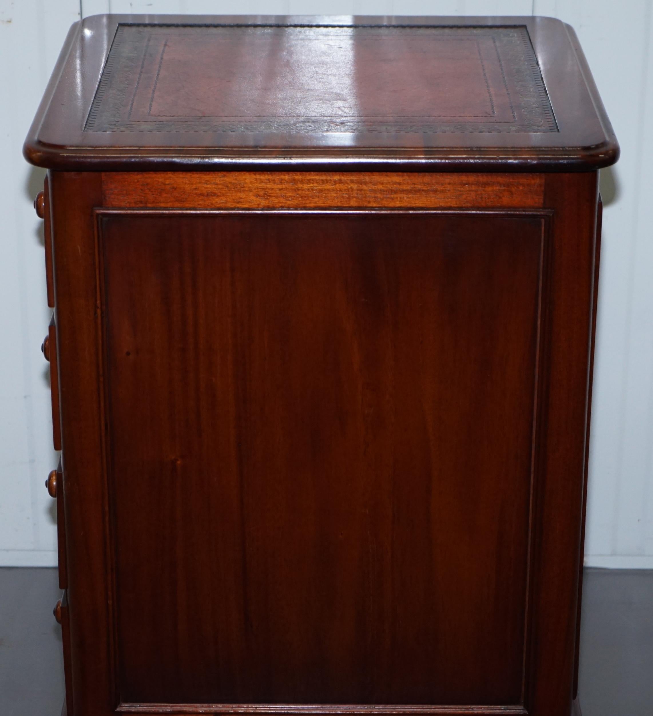Cherrywood Oxblood Leather Top Office Filing Cabinet Part of a Large Suite 6