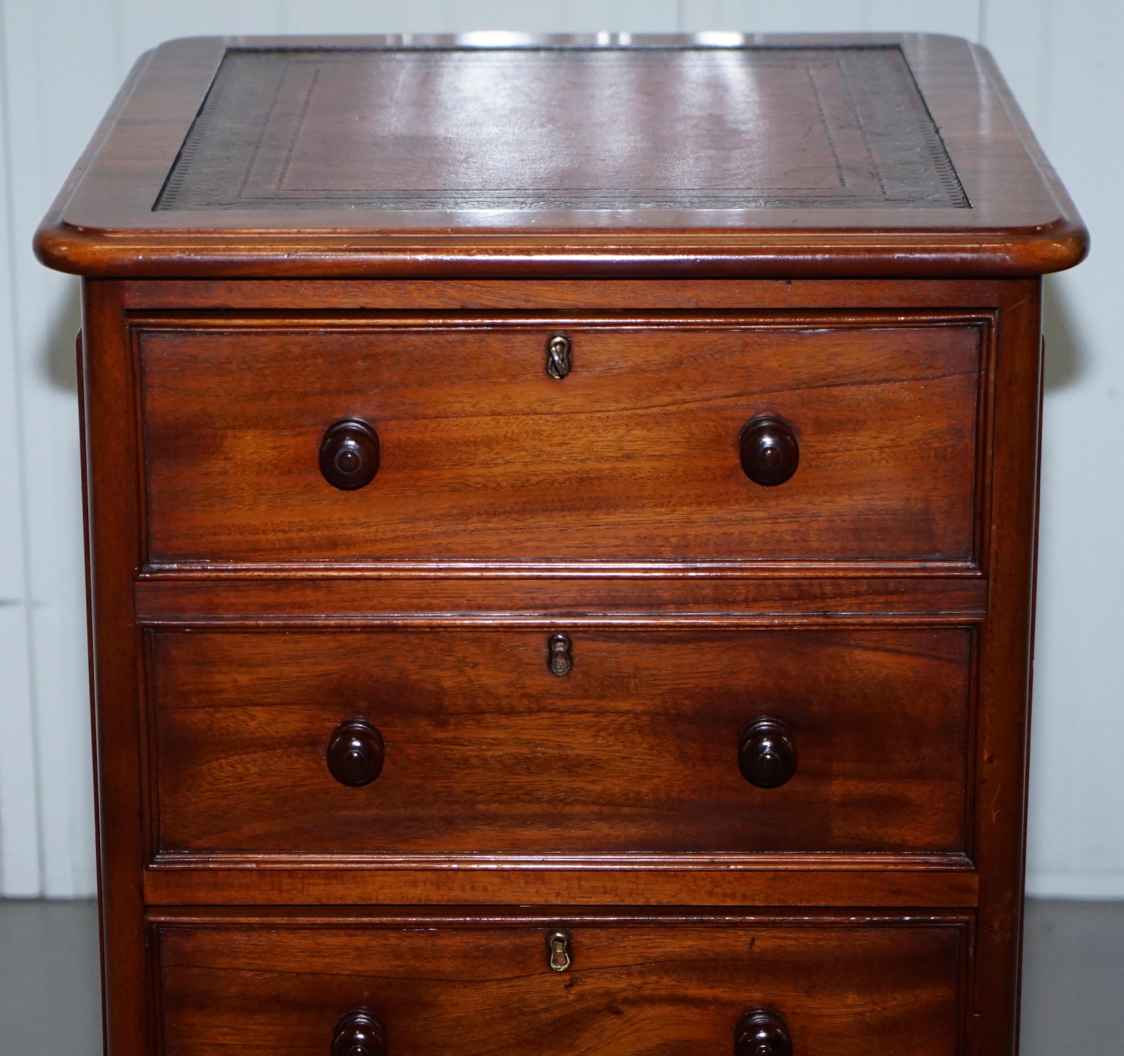 20th Century Cherrywood Oxblood Leather Top Office Filing Cabinet Part of a Large Suite