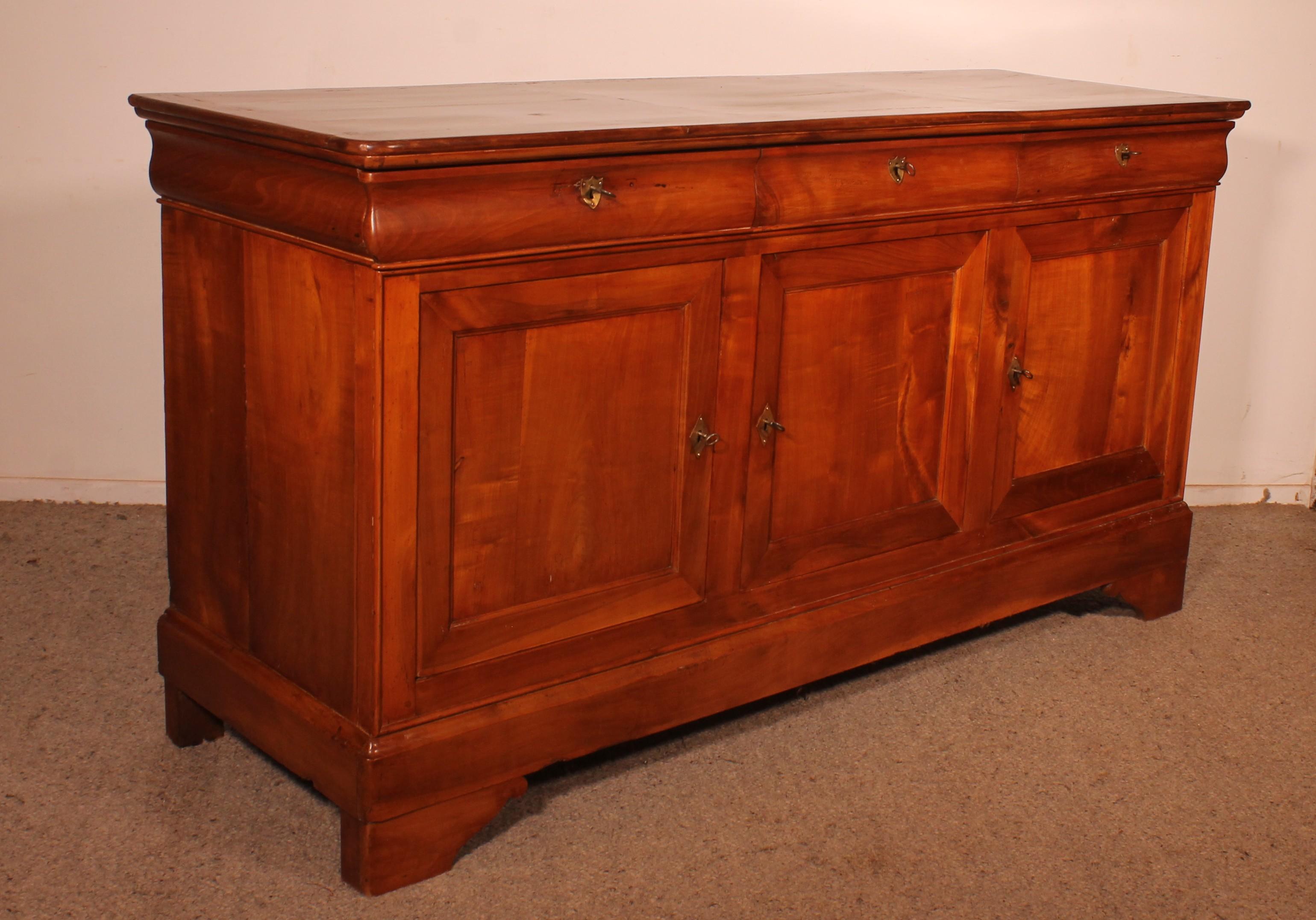 Cherry Wood Sideboard/buffet With Three Doors - 19th Century For Sale 1