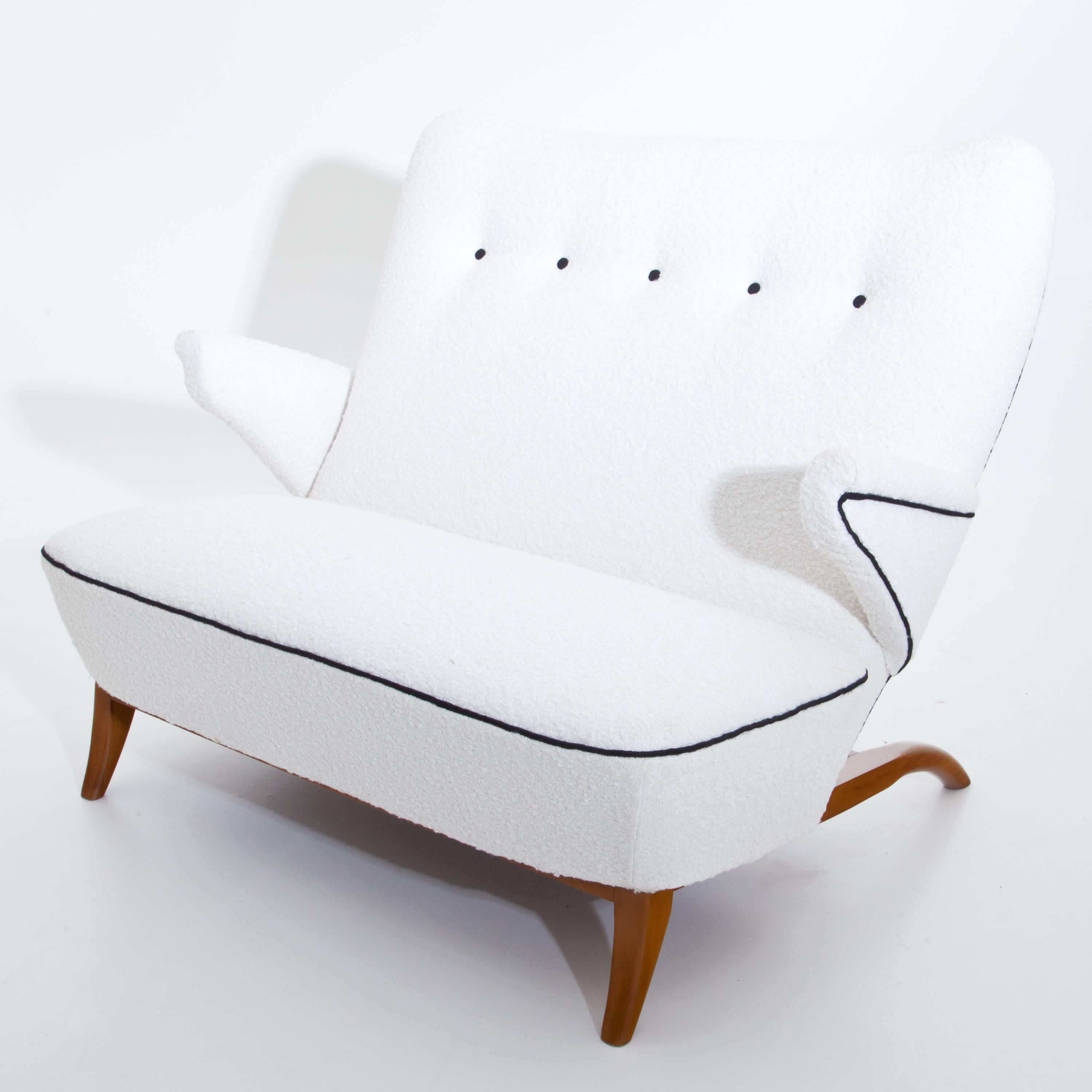 Mid-Century Modern Cherry Wood Sofa by DUX, Sweden, Mid-20th Century