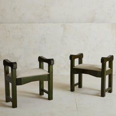 Cherry Wood Stools in the Style of Giacomo Cometti, Italy 1930s '2 Available'