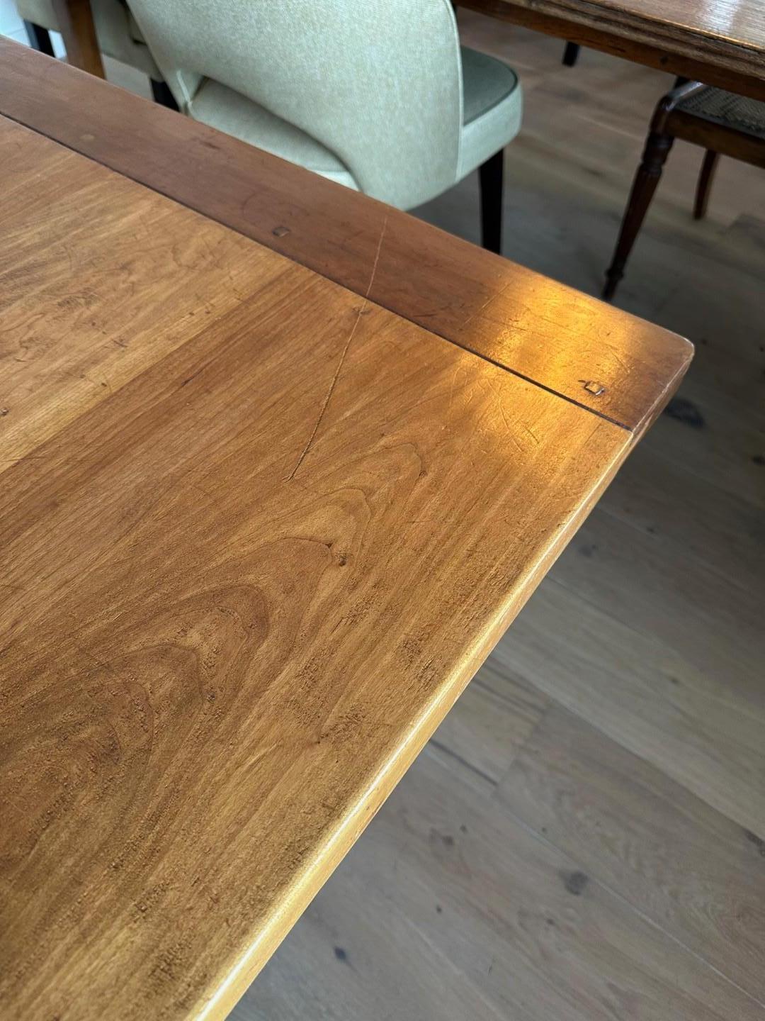 Cherry wood table on old cast iron base For Sale 6