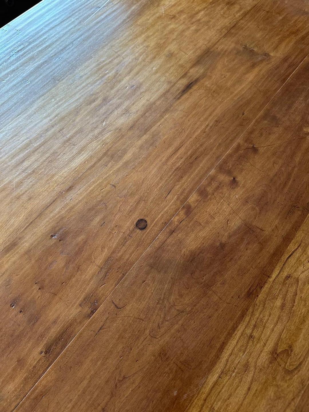 Cherry wood table on old cast iron base For Sale 9