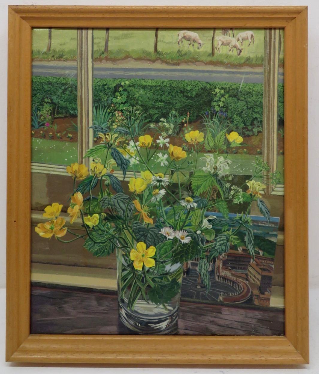 CHERRYL FOUNTAIN Still-Life Painting - (born 1950) ENGLISH fine still life of flowers realist OIL PAINTING 1980s 