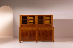 Cherrywood credenza with bookcase, Canciani manufacture, Chiavari, Italy 1940s.