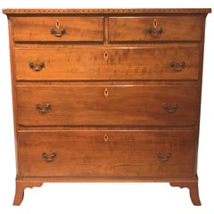 Cherrywood Inlaid Hepplewhite Five Drawer Chest, circa 1790-1820