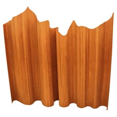 Retro Cherrywood Italian Modernist Tambour Screen / Room Divider