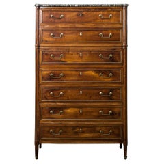 Louis XVI Style Cherrywood Semainier with Marble Top, Circa 1850