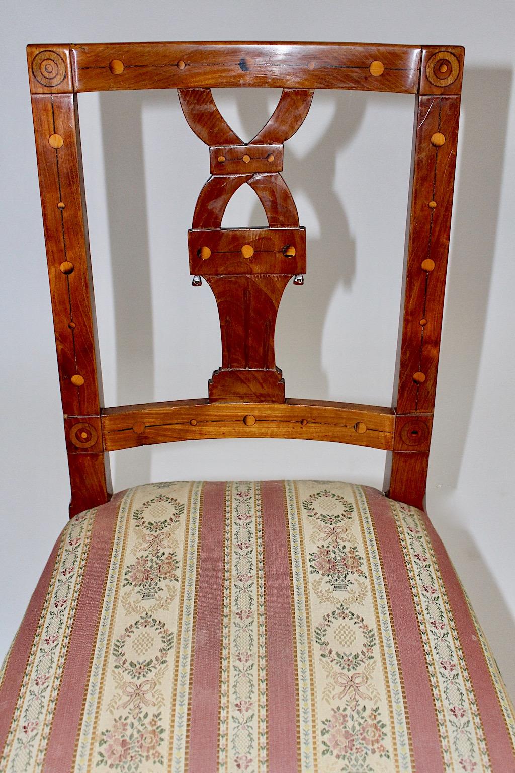 Upholstery Cherrywood Maple Rustic Side Chair circa 1780 Austria For Sale