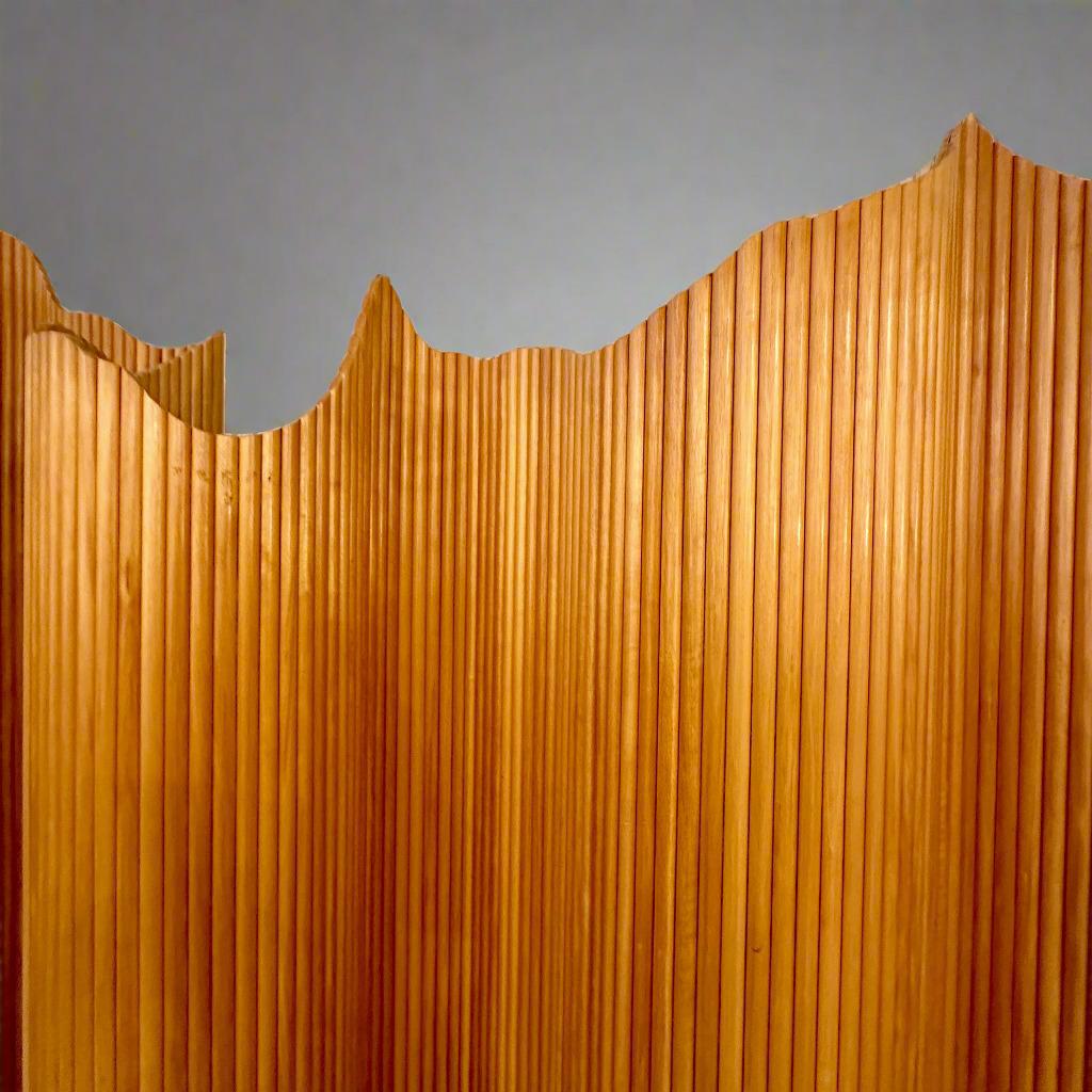 Cherrywood Tambour Screen, Italy, 1970's In Good Condition For Sale In New York, NY