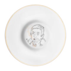 Box of 2 Porcelain Coffee Cup and Gold, Parisian Style " Piano "