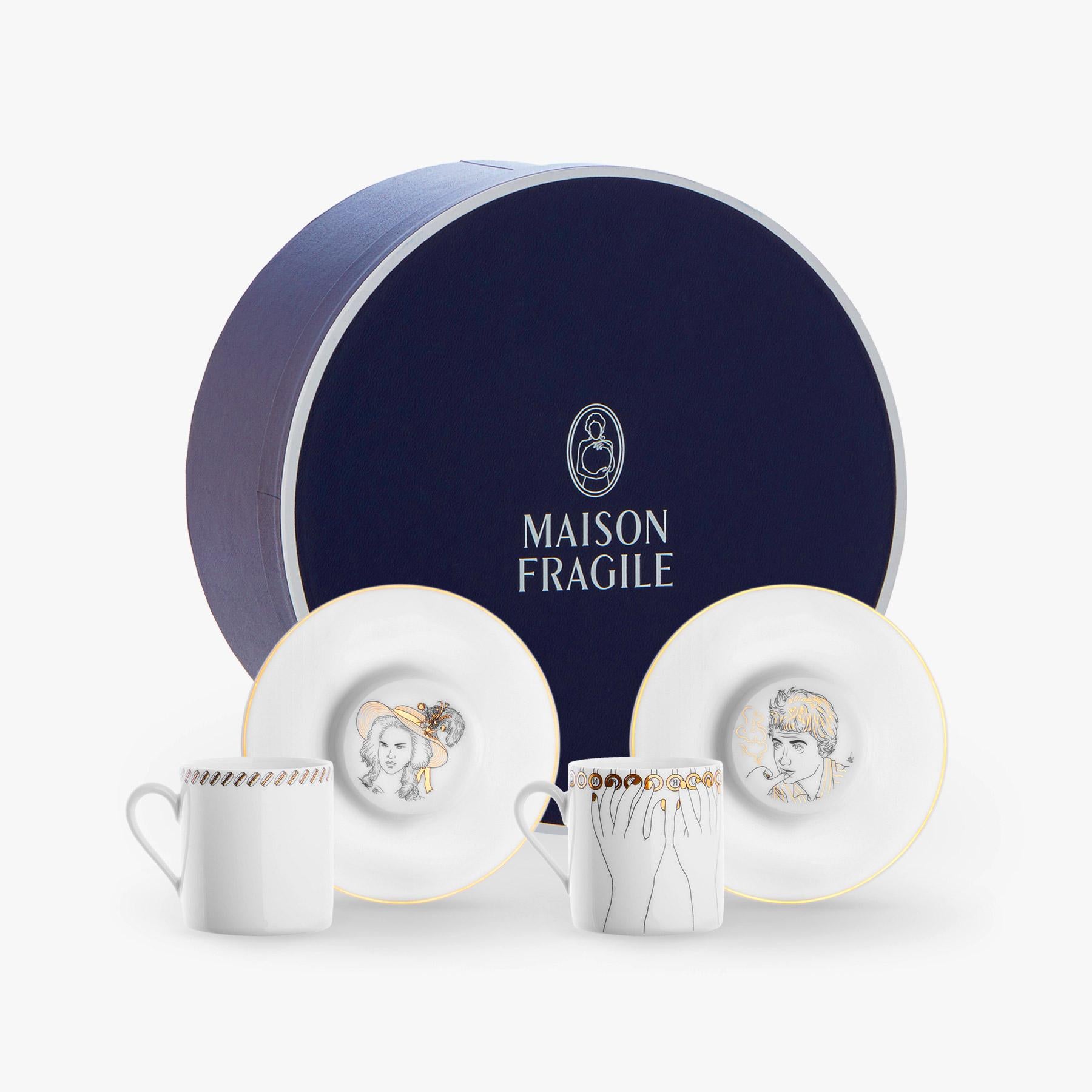 Maison Fragile and the Parisian illustrator artist Jean-Michel Tixier have joined together to create a collection that pays tribute to these men and women, key figures of history, who have made Paris as we know it.

Box of 4 coffee cups and saucers